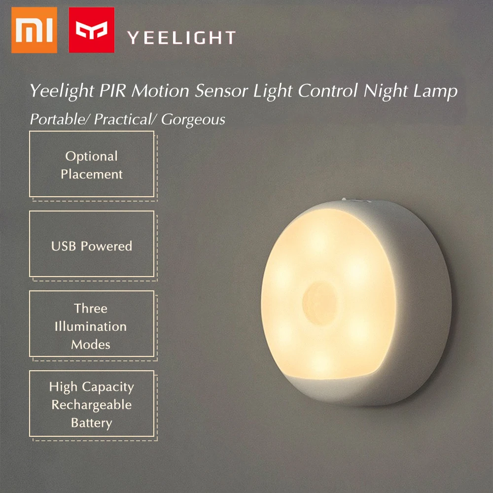 

Yeelight 6LED PIR Motion Sensor Night Lamp USB Powered Operated Human Body Induction Sensitive moon wc Light Control for Xiaomi