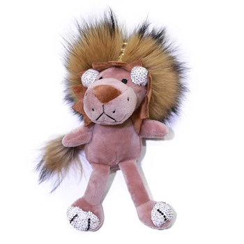 

Korean style diamond-encrusted lion doll pendant cartoon cute raccoon fur pendant girl's bag keychain pendant
