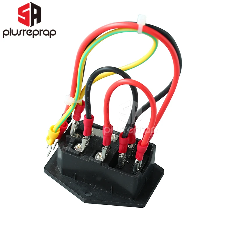 15A 250V 전원 스위치 3D 프린터용 퓨즈가 있는 구리의 빨간색 트리플 로커 스위치 삼각대 피트가 있는 AC 3핀 전원 소켓