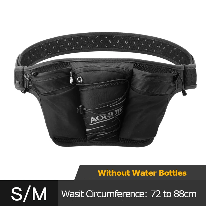 AONIJIE Hydration Belt Waist Bag Marathon Jogging Cycling Running Fanny Pack Cell Phone Holder Free 2pcs 500ml Water Bottle W959 - Цвет: SM Black No Bottles