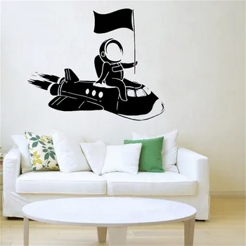 

Children Room Wall Decal Flying Space Rocket Universe Vinyl Wall Sticker For Bedroom Home Decor For Living Room WL1596