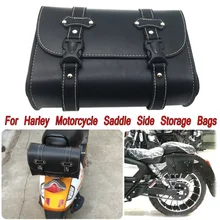 Universal Motorcycle Leather + Plastic Buckle Tool Saddle Bar Side Pouch Storage Bag Waterproof Motorcycle accessories two tone buckle decor saddle bag
