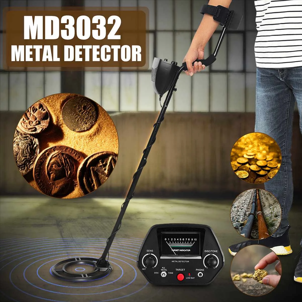

MD3032 Professional Underground Metal Detector Gold Detectors LCD Display Sound Treasure Hunter Tracker Finder Waterproof
