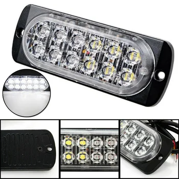 

2PCS White 12 LED Strobe Light Bar Truck Hazard Beacon Flash Warning Lamps For The 3rd Generation Ultra-thin
