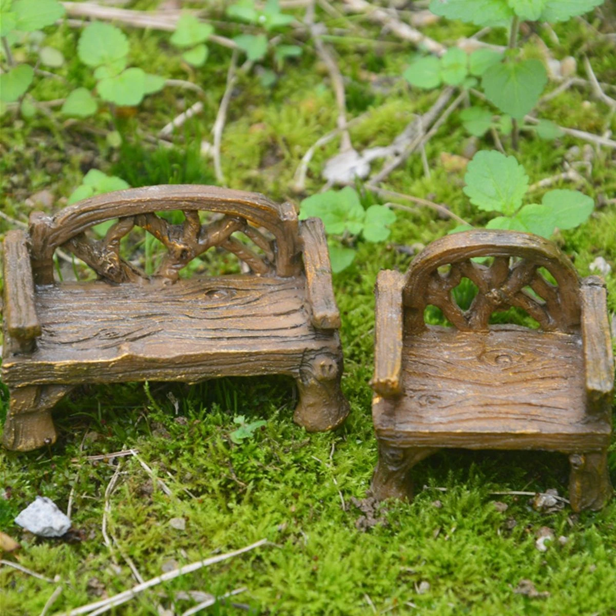 Mini Bench Model Resin Simulation Chair Miniature Fairy Garden Doll House Potted Design DIY Handicraft Home Decoration miniature ceramic cat figurines