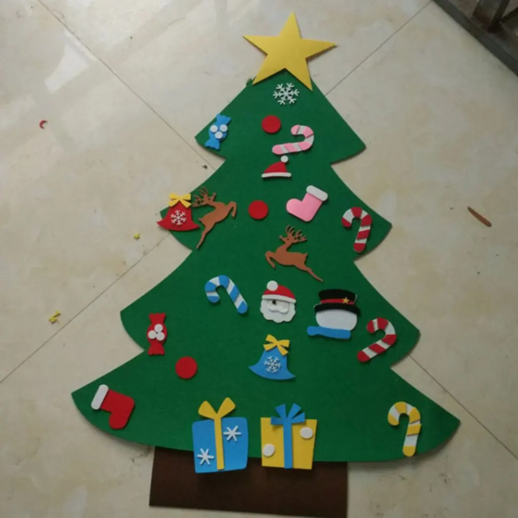 Войлочные DIY Мини елочные украшения чулок Санта-Клауса детские игрушки подарки мешок поддельные цветы Рождественская елка орнамент год