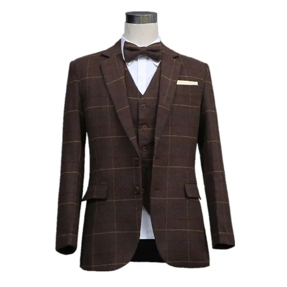 Brown check pant coat Clearance