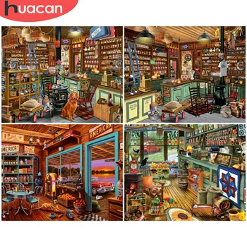 

HUACAN Paint By Number Shop Oil Painting Art Gift Pictures By Number Canvas Food Home Decoration For Unique Gift