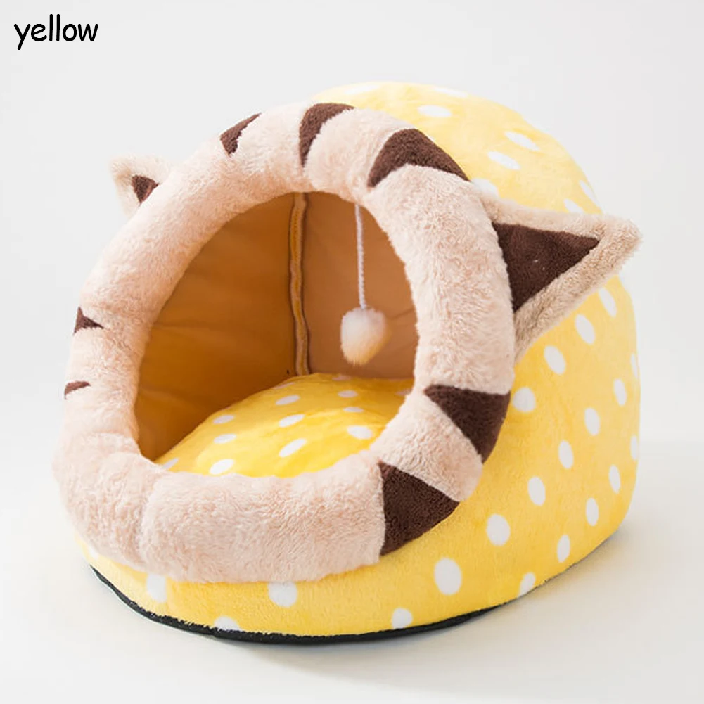 yellow Cat Bed House Kennel Nest Removable Pet Litter Dog Kennel Sofa House Cushion Soft Animals Supplies Cat Pet Products Kitten Bed - Цвет: yellow