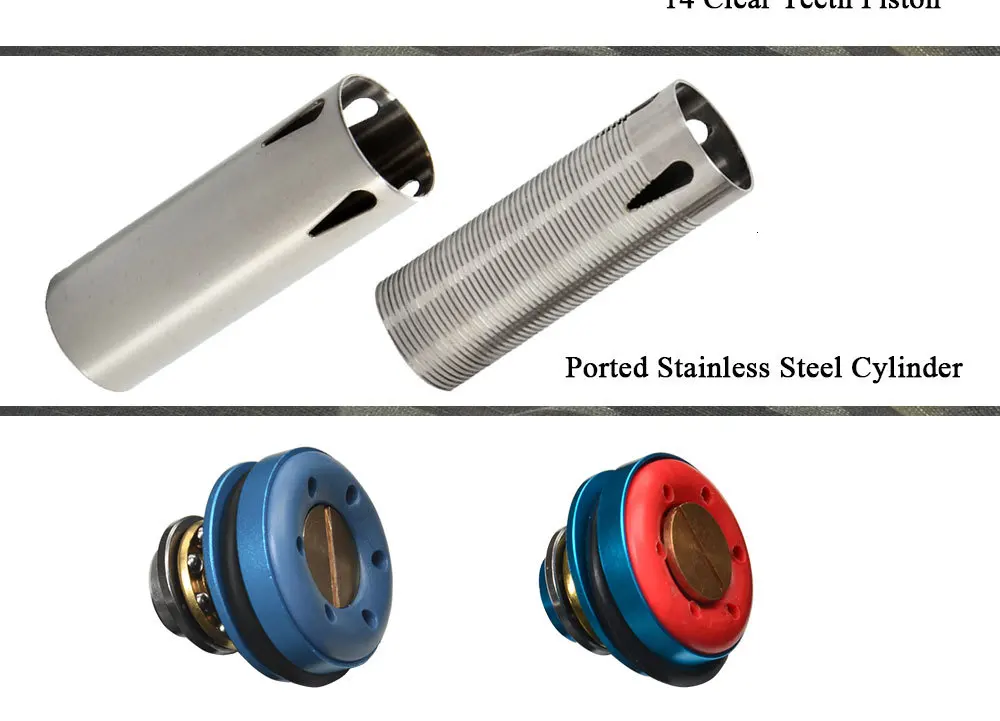 TACTIFANS 13:1 комплект передач, поршень цилиндра/головка, пружинная направляющая, сопло, Прозрачный 14 зубьев поршневой внутренний цилиндр 363-460 мм AK M4 AEG
