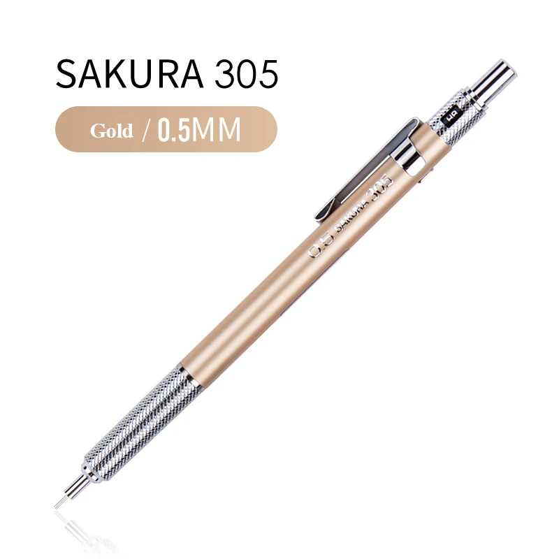 0.5mm Golden SAKURA XS-30 металлический пресс механический карандаш Lapiz 0,3/0,5 мм рисунок дизайн живопись автоматические карандаши графитовый проектирование поставок - Цвет: 0.5mm Golden