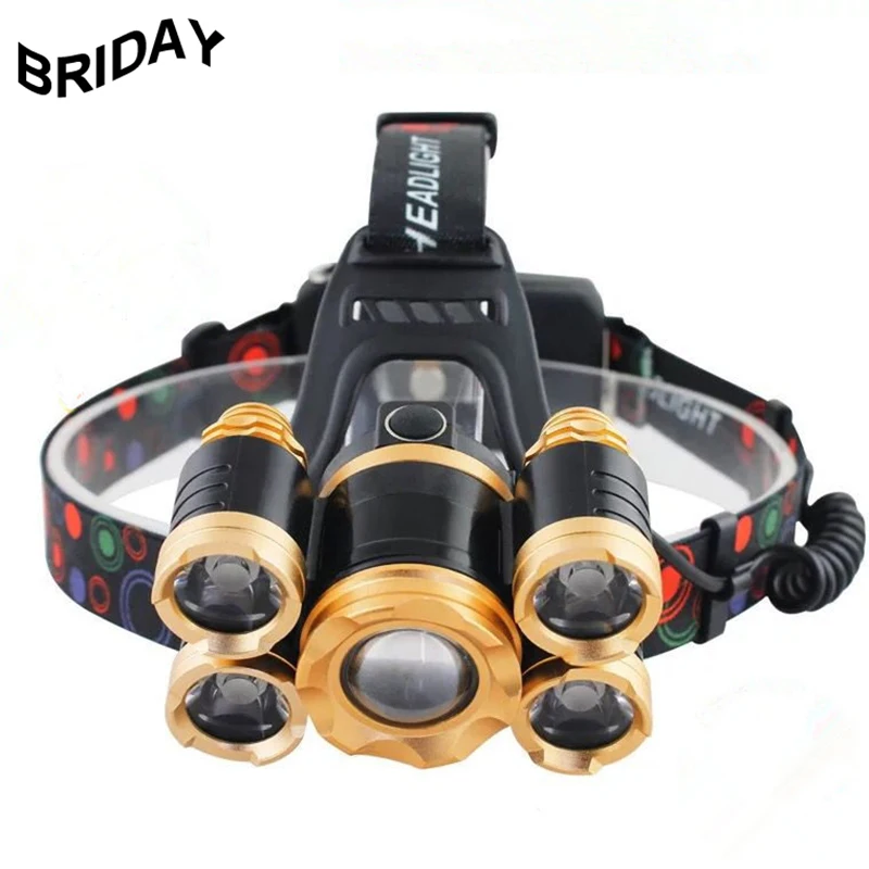 

LED Headlamp Zoomable Powerful T6 Head Flashlight Torch Sensor High Power Rechargeable Light Forehead Lamp USB Fishing Camping