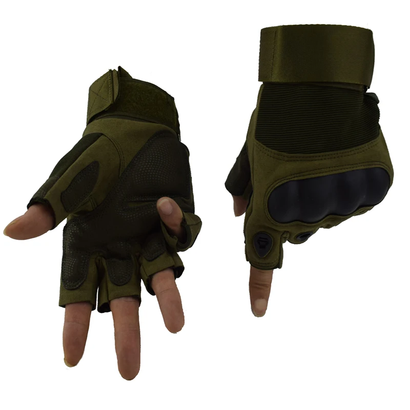 С обрезанными пальцами тактические жесткие перчатки с защитой суставов мужские военные Пейнтбол страйкбол панцири перчатки для занятий спортом на открытом воздухе велосипедные походные перчатки