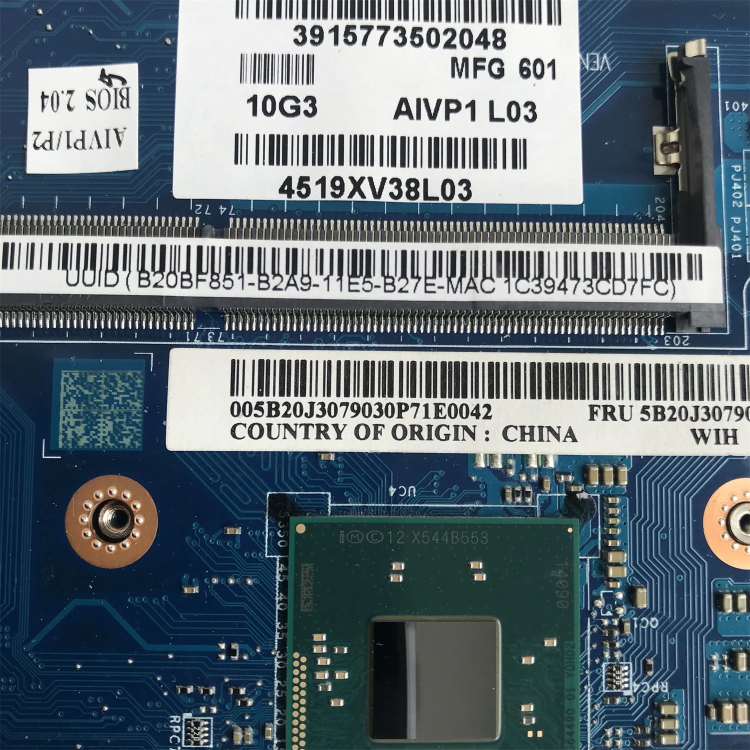 Fru: 5b20j30790 para Lenovo Ideapad 10014iby B40-10 Placa-mãe do Portátil Aivp1 Aivp2 La-c771p com N2830 N2840 Ddr3 100 Testado ok - Imagem 3
