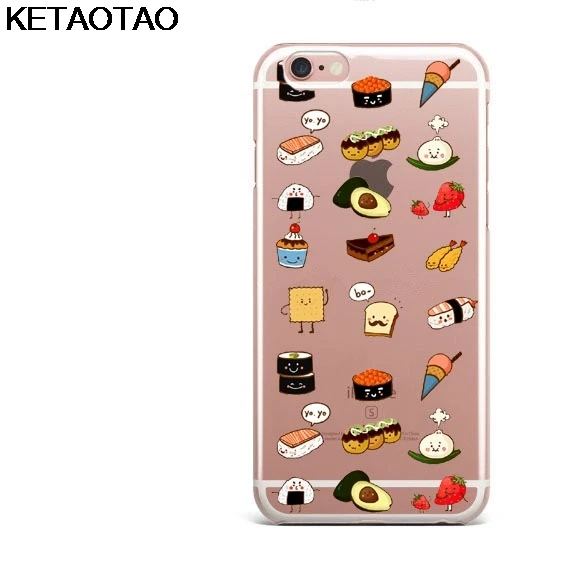 KETAOTAO японский лосось суши телефон чехол s для iPhone 4S 5C 5S 6 6S 7 8 Plus XR XS Max чехол кристально чистый мягкий TPU чехол s - Цвет: Синий