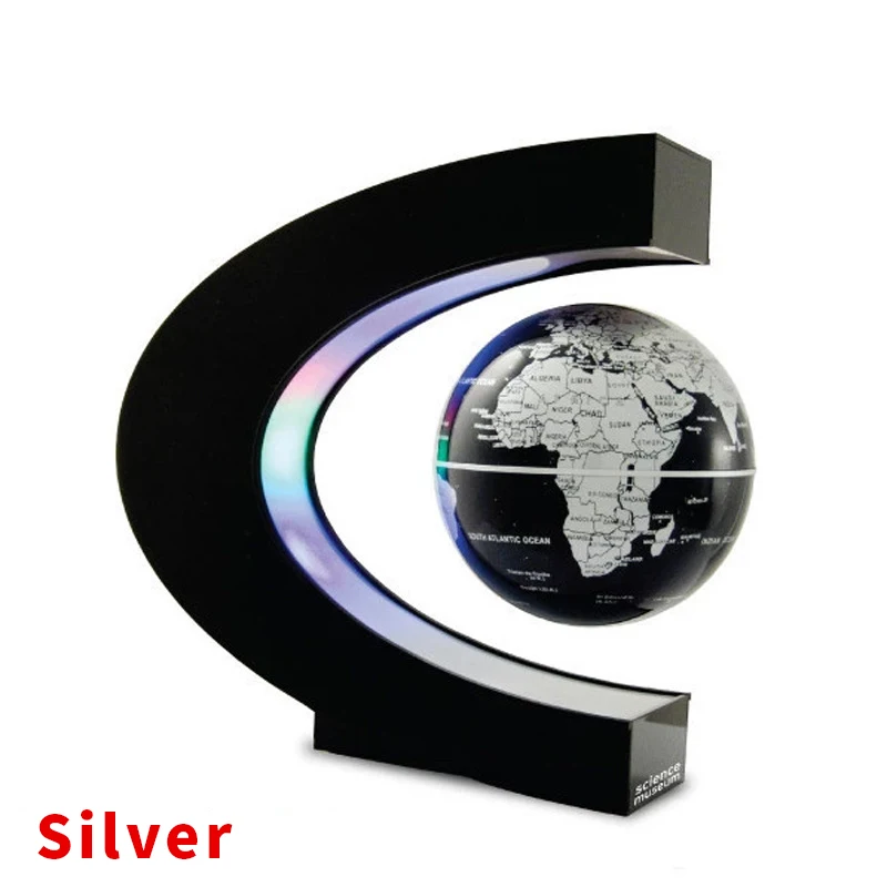 

Magnetic Levitation Floating World Map Globe with C Shape Base, 3" Rotating Planet Earth Globe Ball Anti Gravity LED Light Lamp-