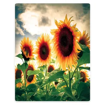

HommomH portable Blanket 150x200 cm warm skin-friendly soft flannel soft sofa sunflower pattern