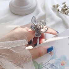 MENGJIQIAO новые преувеличенные акриловые цветочные металлические кольца для женщин фаланга среднего пальца мода праздник Регулируемая Праздничная бижутерия с кольцами
