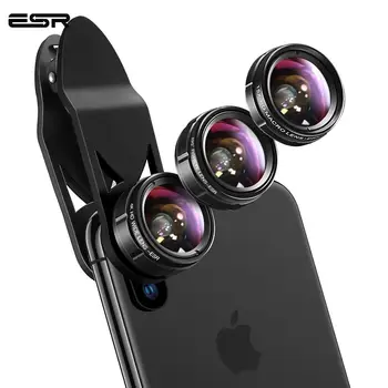 

ESR Phone Len for Universal Clip 3-in-1/Lot Fisheye Wide Angle Camera Macro Lens for Photography All iPhone Huawei Camera Len
