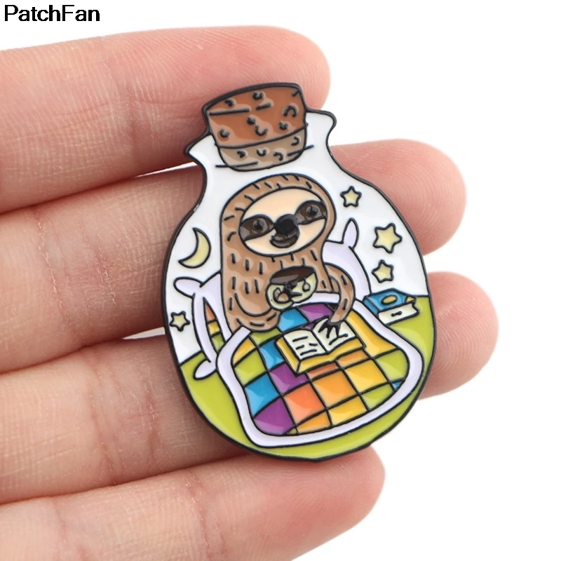 20 шт./лот A2498 Patchfan Ленивец в бутылке цинк pride pins para рюкзак одежда металлические значки броши для сумки рубашки insignia