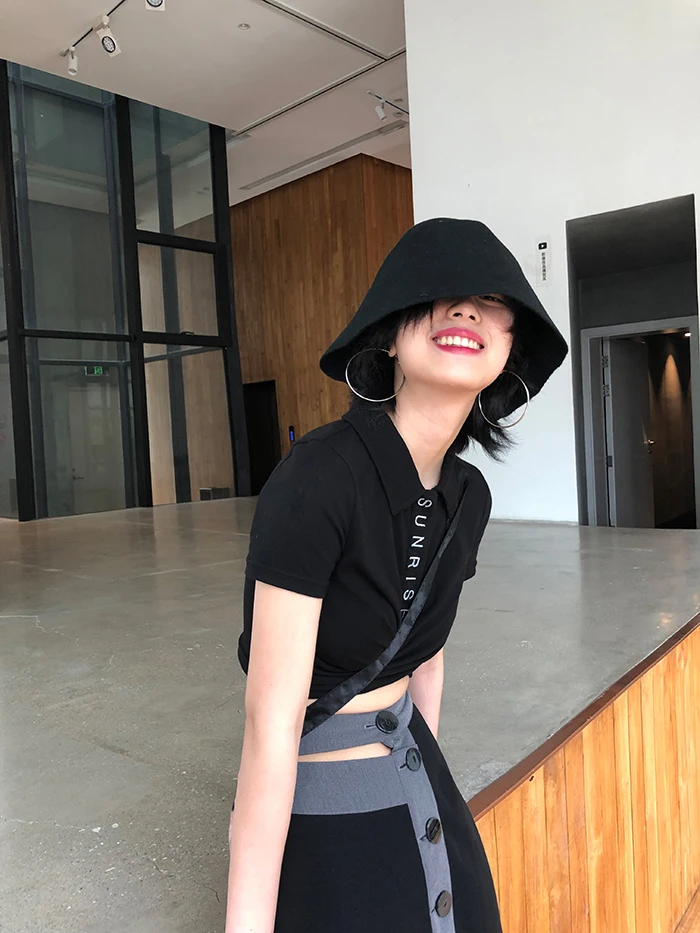 [DEAT] Knited Multi-buckle Hit Color High Elastic Waist Half-body Skirt Women Fashion Tide New Spring Summer 2020 13T204