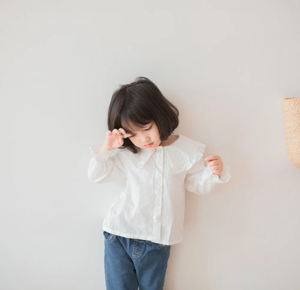 Virgilkids/ стиль; рубашка для девочек; рубашка с лацканами в стиле ретро для девочек