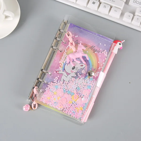 Наклейки для дневника в виде единорога, блокнот с пайетками, Cuadernos Y Libretas, бумажные вставки в школу, спиральная лексика - Цвет: C