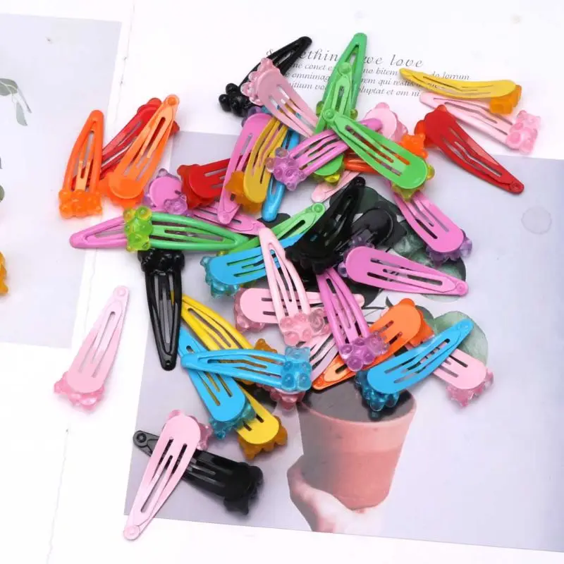 Новинка 50 шт Смешанные макароны Gummy Bear Bobby Pin дети мультфильм медведь мягкие красивые заколки