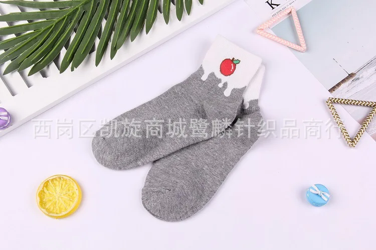 Женские Носки с рисунком из мультфильма «молоко, банан, клубника, персик», теплые хлопковые Забавные милые носки Kawaii Happy, модные повседневные зимние носки Skarpetki