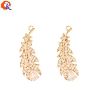 

Cordial Design 30Pcs 11*30MM Jewelry Accessories/DIY Making/Hand Made/Feather Shape/Pendant/Earring Findings/Cubic Zircon Charms