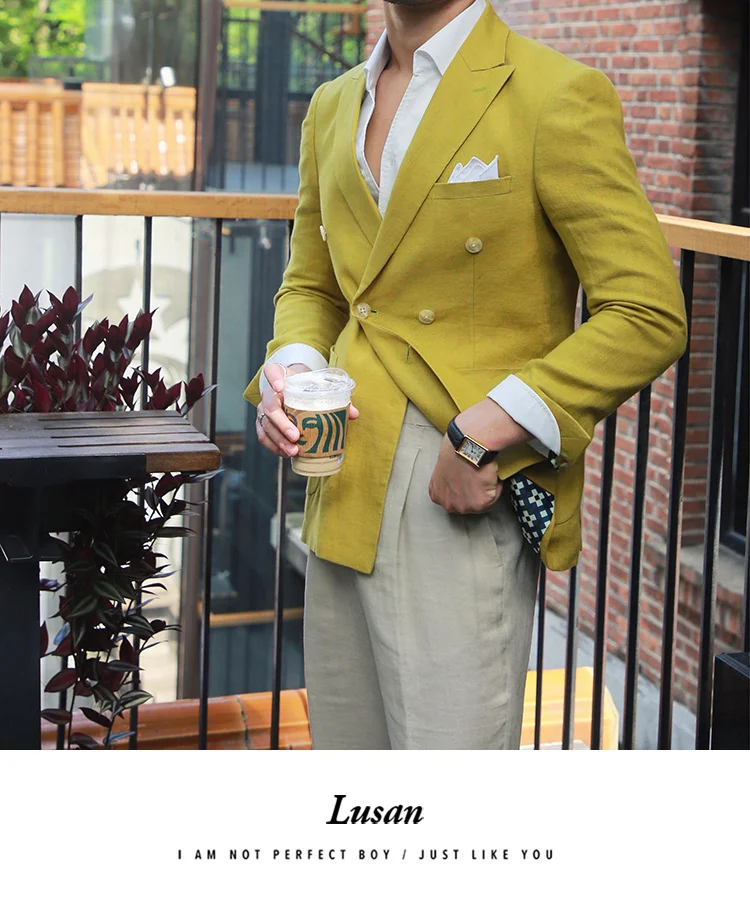 Blazer masculino estilo britânico, jaqueta slim, moda