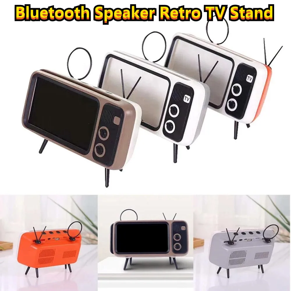Portable Wireless Bluetooth Speaker Retro Home TV Mobile Phone Bracket BT Loudspeaker Audio Music Player For Smartphone
