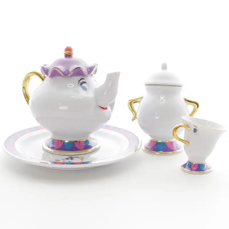 ディズニー美女と野獣茶セット誕生日ギフトミルクピッチャーセラミック骨中国茶カップセットコーヒーカップセット磁器ティーポット Coffeeware Sets Aliexpress