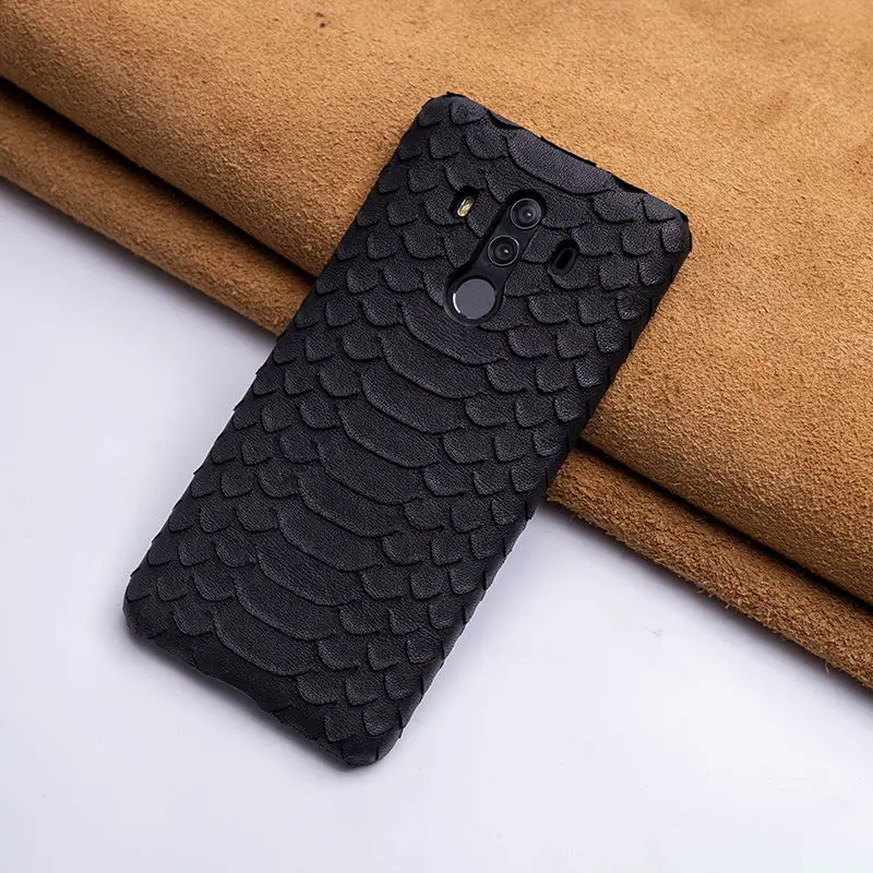 Чехол для телефона s из воловьей кожи под змеиную кожу для huawei P10 P20 P30 Lite mate 9 10 20 Lite Pro Чехол для Honor 8X9 10 V20 P умный чехол - Цвет: Black