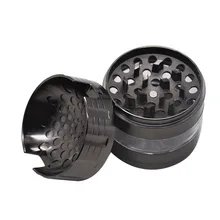 Вогнутый металлический измельчитель для сигарет из цинкового сплава диаметром 63 мм с четырехслойным боковым окном