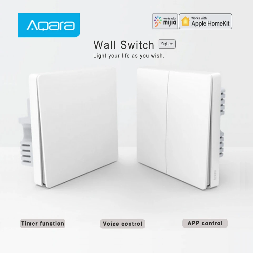 Настенный выключатель Aqara D1 ZigBee умный с нулевой линией без нейтрального провода