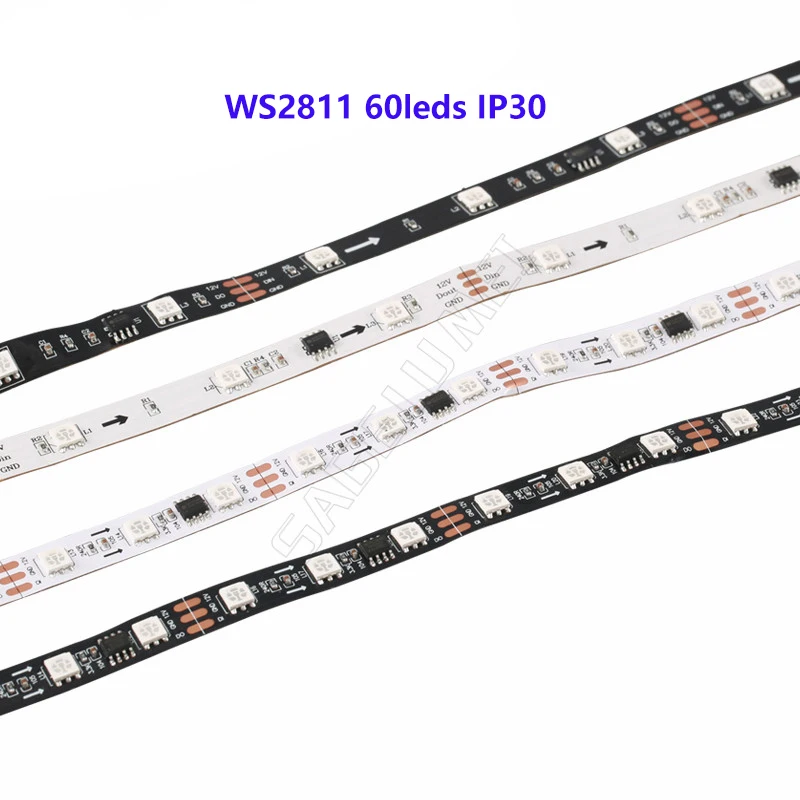 Dc12в 5050 SMD rgb 2811 ленточный светильник адресуемый 30/48/60 светодиодов/м умная