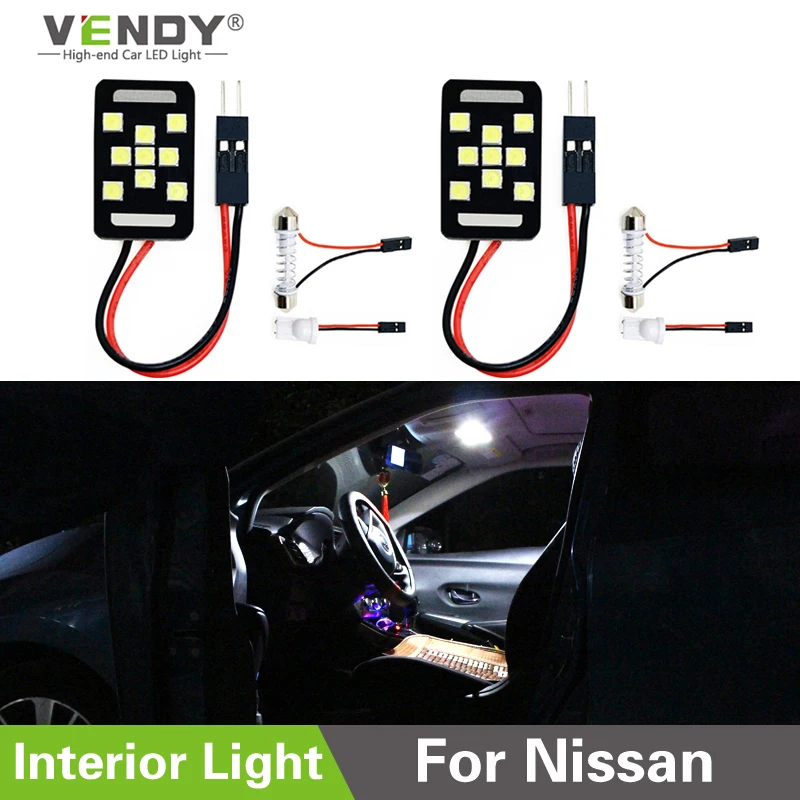 2pcs LED Panel Light Interior Map Dome Trunk Bulb Lamp For Nissan Qashqai Tiida New Teana SYLPHY Juke Xtrail Almera NV200 Altima |