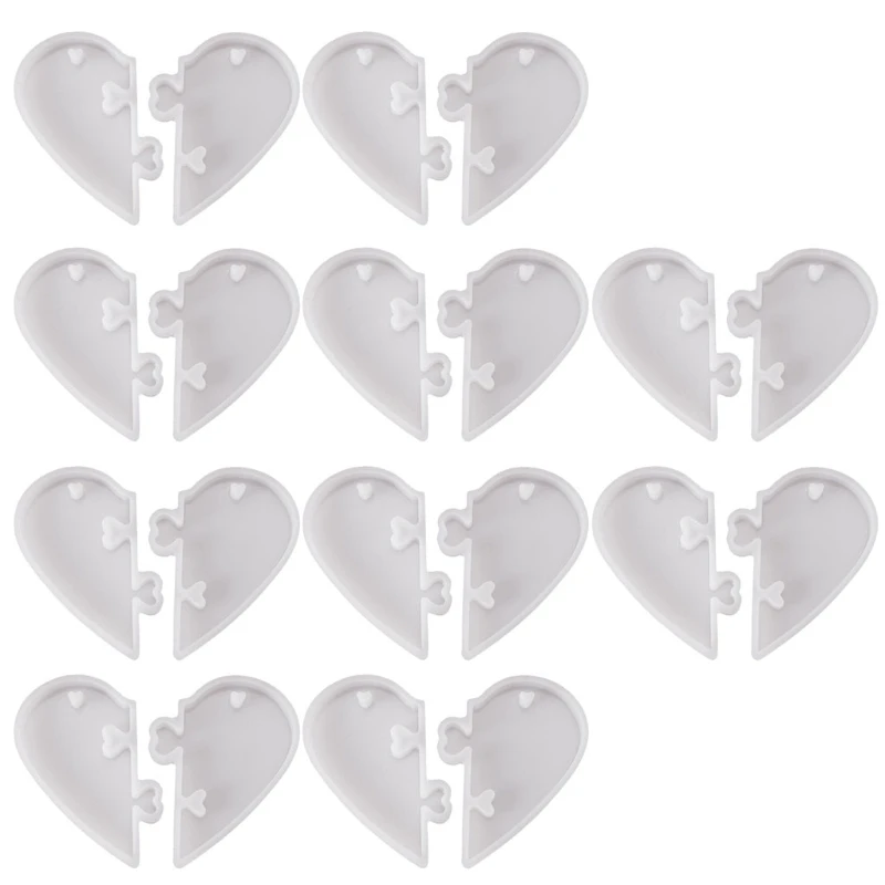 10 Pieces Couple Keychains Heart Shape Silicone Mold for DIY Keychain or Jewelry Earring Necklace Pendant Handmade Craft