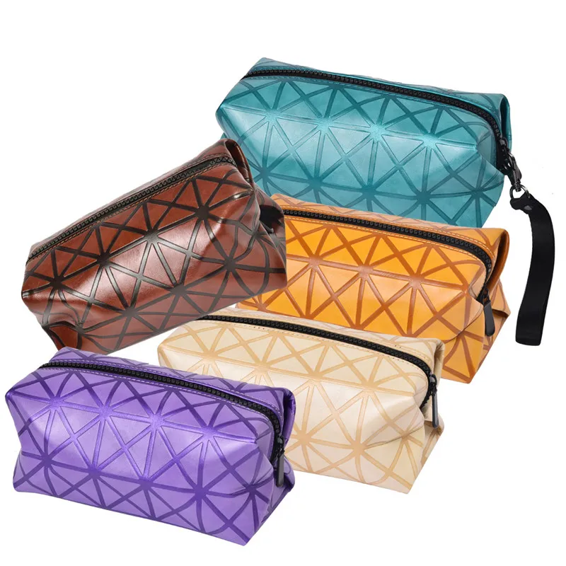 Brand Cuboid Travel Cosmetic Bag Multifunction Pu Leather Makeup Wash