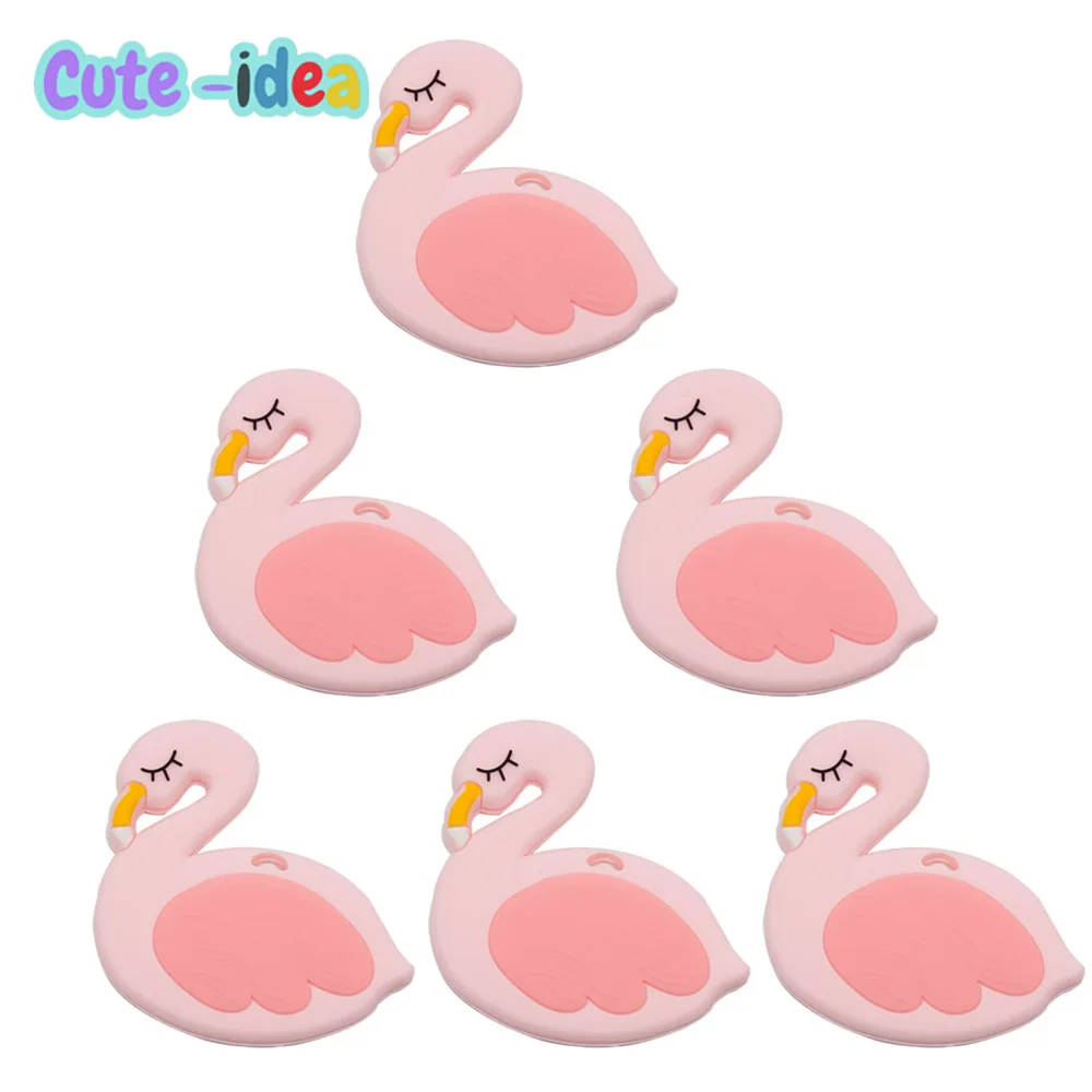 

Cute-Idea 1PC Flamingo Cartoon Animal Nursing Pacifier Chain Teether Toddle Soft Baby Product Teething DIY Food Grade Handmade