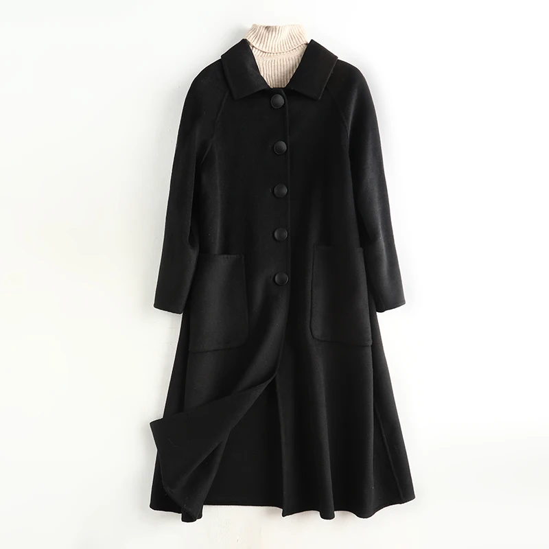 

2019 Spring Autumn and Winter Women Coat Wool Vintage Elegant Clothes Fashion Outwear Long Coats Female Overcoat
