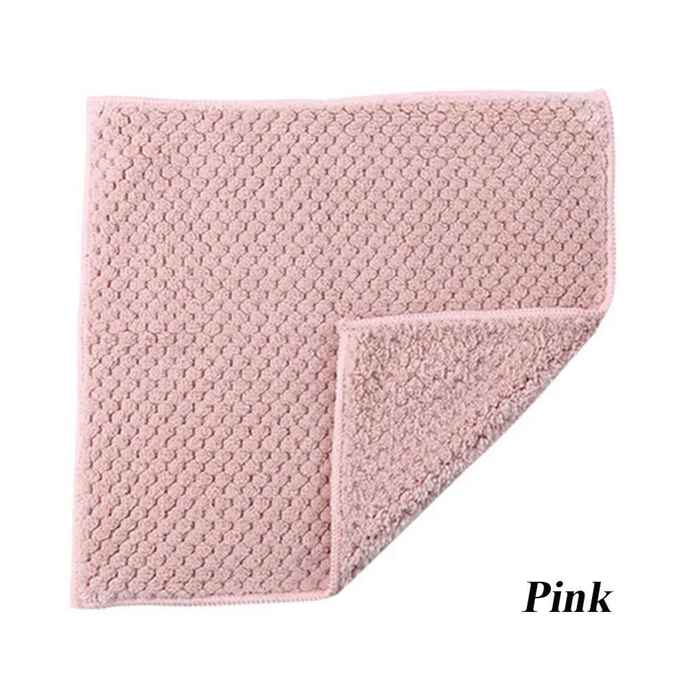 Pink Кухонные инструменты для дома тряпка моющая Ткань для протирки ткань для кухни чистящая ткань 2 шт коралловый флис блюдо полотенце раковина уборка - Цвет: Pink
