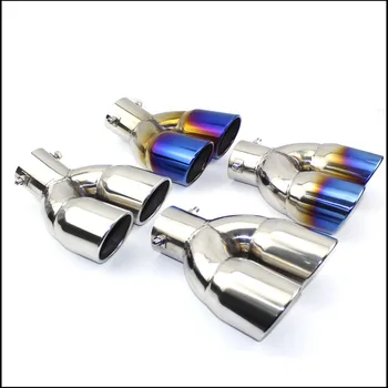 

Exhaust Pipe Muffler Tail Pipe Outlet Nozzle End Universal Stainless Steel Plain End One Change Two Double Out ID 60MM 75MM