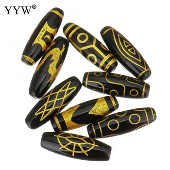 

5PCs/Lot 10x30x10mm Oval Loose Beads Eyed Natural Tibetan Agates Dzi Beads Real Stone Beads Accessories DIY Jewelry Making