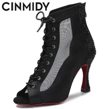 New Latin Dance Boots Salsa Tango Pole Dance Shoes For Women Sexy Belly Dance Shoes Professional Ballroom High Heels CINMIDY