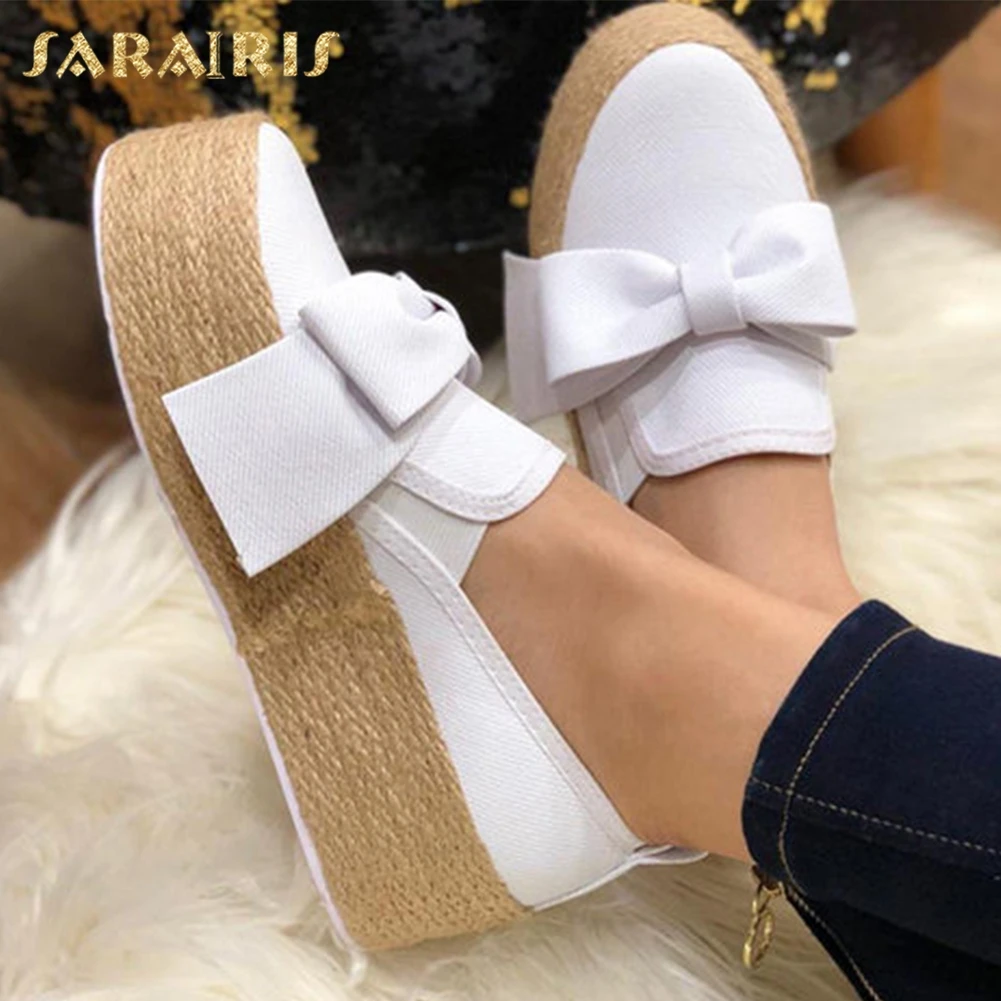 

Sarairis Fashion 2020 Sweet Bowtie Shoes Woman Flats Slip-On Butterfly-knot Spring/Autumn Casual Concise Flats Women Shoes