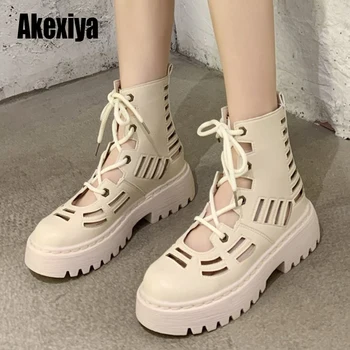 

High Quality Women's Breathable Cool Ankle Boots Summer Comfortable Platform Boots Zapatos De Mujer Hollow Hole Casual Shoe u547