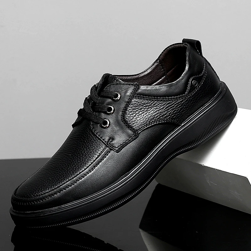 

breathable casual shoes men genuine leather lace up comfortable soft business dress oxfords male flats wedding party shoes a4