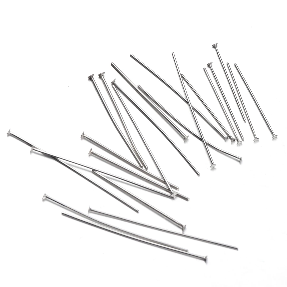 100Pcs/lot 15/20/25/30/35mm Silver Tone Head Pins Stainless Steel